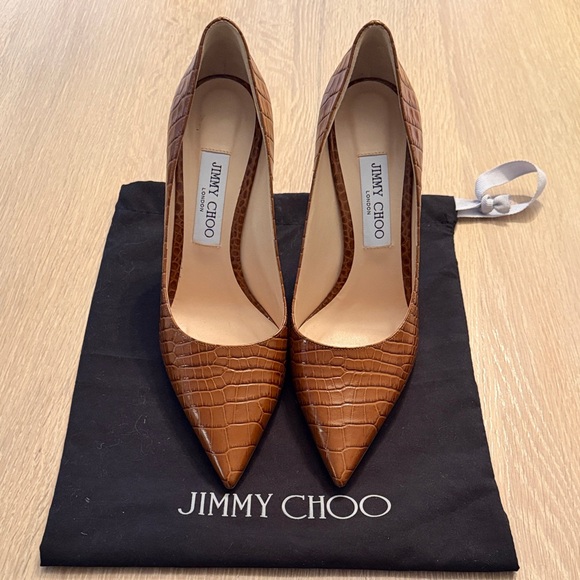 Jimmy Choo Shoes - Jimmy Choo Tan Croc-Embossed Heels